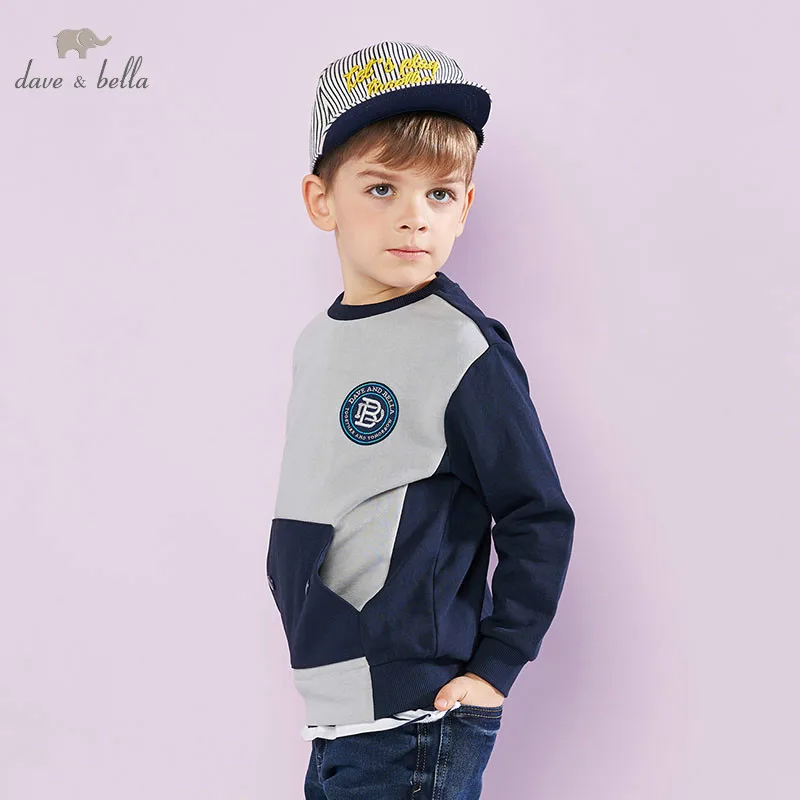 DBK9083 dave bella От 5 до 13 лет Модный пуловер для мальчиков детские футболки с длинными