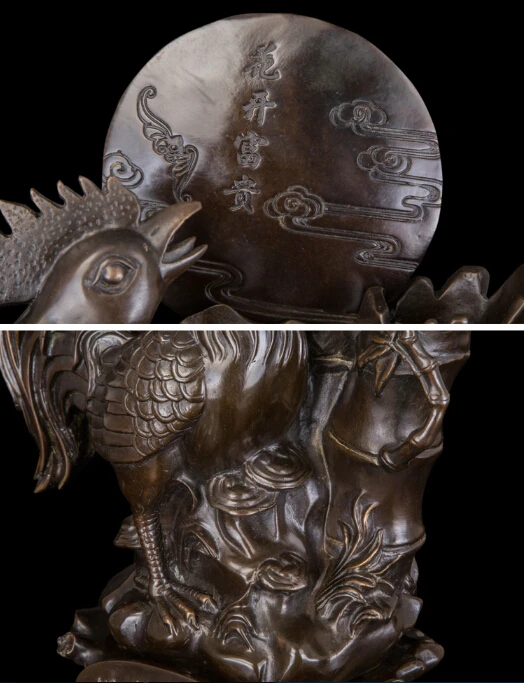 Бронзовая фигурка знака зодиака ремесла украшения счастливые бамбуковые цветы