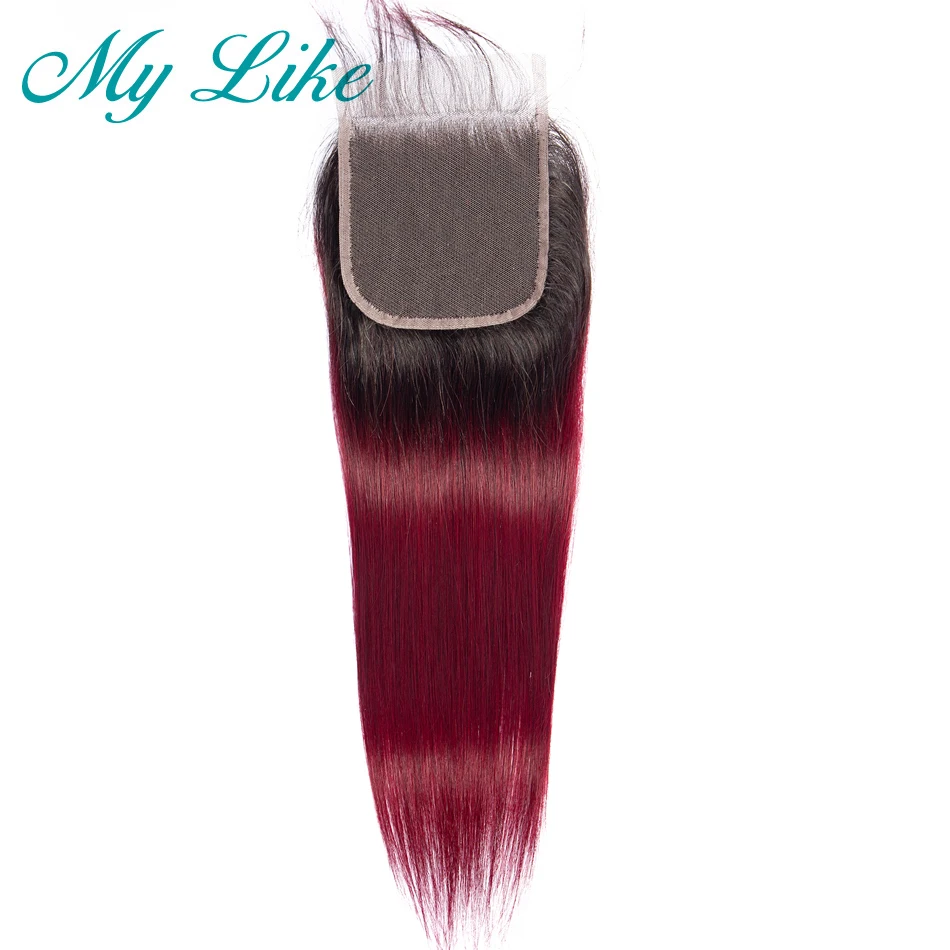 My Like Ombre 2 тона 1b/99j Бургундия Кружева Закрытие бразильские прямые не Реми