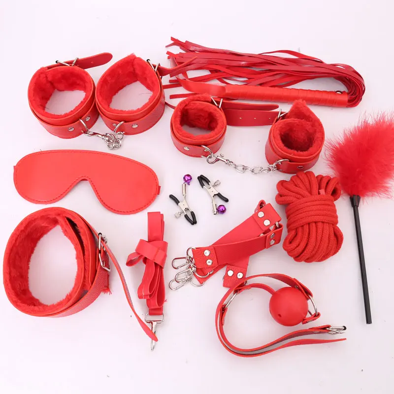 11 Pcs Women Sexy Lingerie BDSM Bondage Set Gag Handcuffs Nipple Clamp Bed Slave Pearl Panties Sex Toys For Adults Erotic Games |