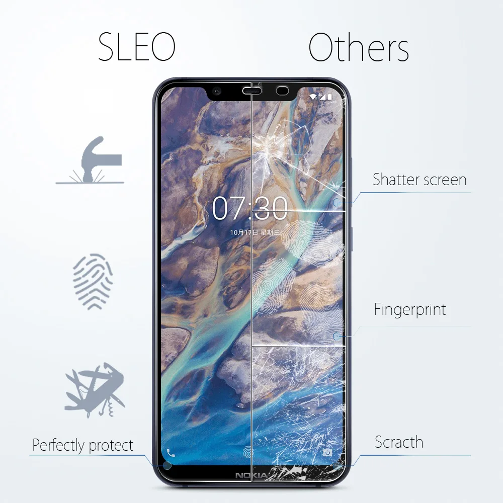 SLEO 2Pc For Nokia 8.1 Tempered Glass Full Cover 9H Screen Protector for Protective Film X7 6.18&quot | Мобильные телефоны и