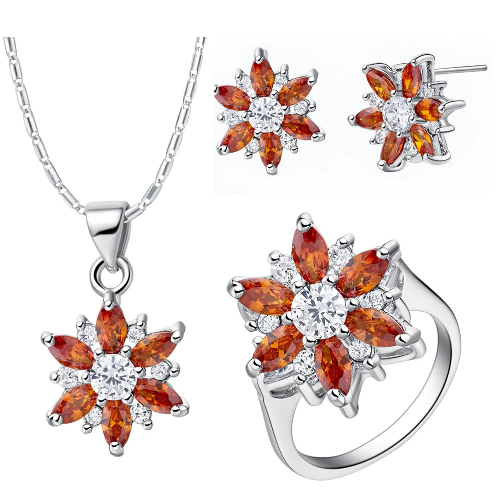 Роскошное кольцо ожерелье и серьги ювелирные наборы из стерлингового серебра SA