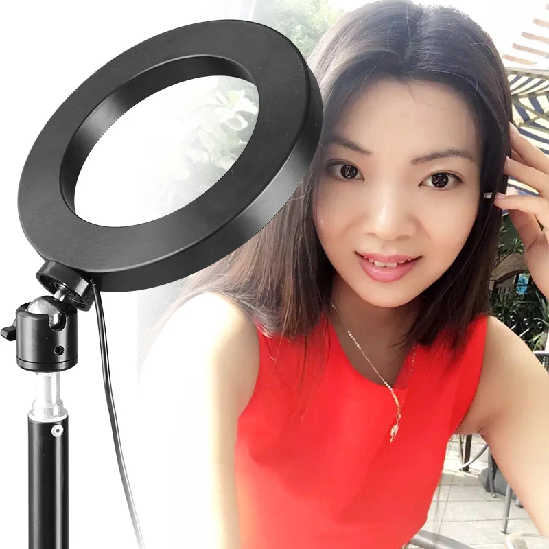 DSLR фотостудия селфи кольцевой светильник 3200 K-5500 K с камерой фото Диммируемый светодиодный светильник ing с USB кабелем и мини-штативом