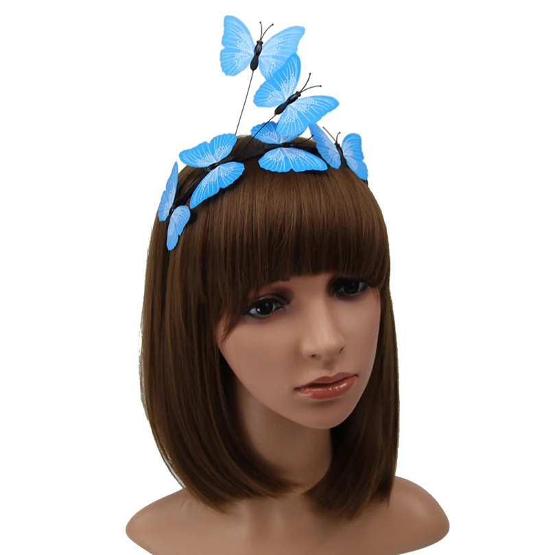 Blue AWAYTR, новинка весны, Бабочка, корона, свадебный цветок, корона для женщин, повязка на голову, праздничный головной убор, изысканные свадебные аксессуары для волос - Цвет: Blue
