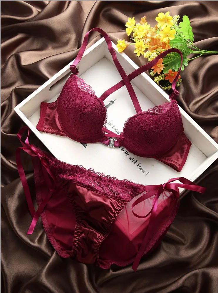 Европейский и американский сексуальный бюстгальтер с пряжкой спереди набор
