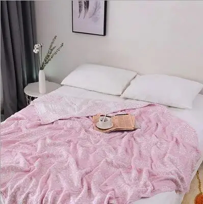 pink Хлопок нить полотенце одеяло на кровать мягкие и удобные дышащие постельные принадлежности покрывало для детей квилт для софы одеяло - Цвет: pink