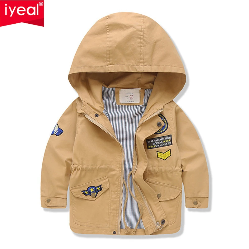 

IYEAL Spring Autumn Casual Jackets For Boys Clothes Children Clothing 3-10Y Hooded Outerwear Baby Windbreaker Kids Coats