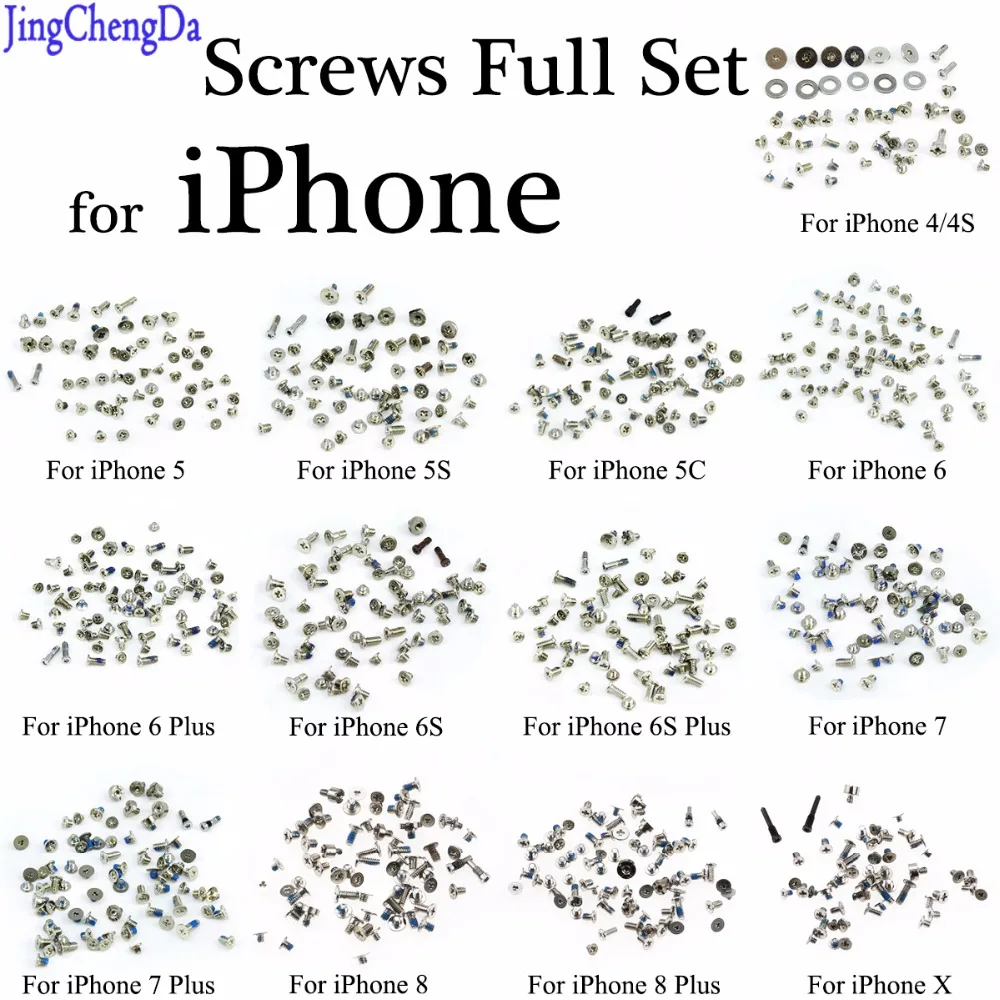 

JCD Screws Full Screw Set Repair bolt Complete Kit Repair Parts for iPhone 4 4S 5C 5S 5G 6G 6s 7 7plus 8 8 Plus X