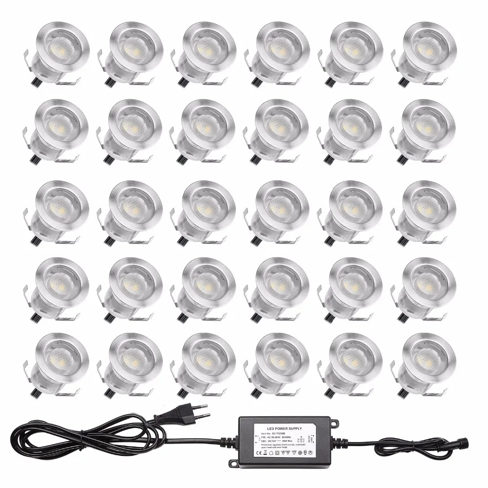 QACA Low voltage 0.6W LED Deck Light Outdoor Garden Patio Stairs Landscape Decor LED Lighting In-ground 30pcs/set B110-30