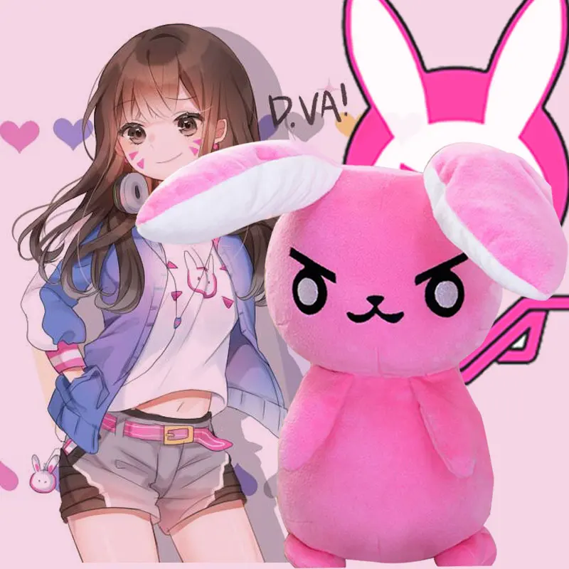 

50CM Game Overwatches Pink Dva Rabbit Plush Toys The Last Bastion OW Ganymede Solf Plush Pillow Dolls Toys for Children Gifts