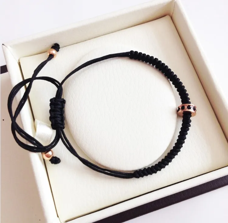 rose black rope Анил Arjandas плетеный браслет микро-кристалл циркониевая бусина плетеный браслет мужские ювелирные изделия - Окраска металла: rose black rope