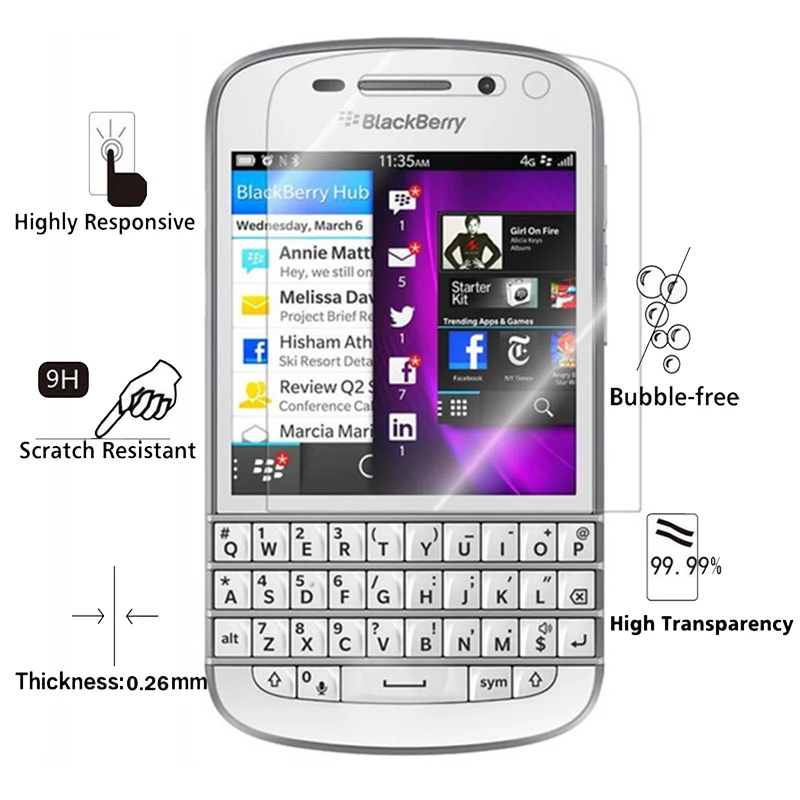 Закаленное стекло 2.5D для Blackberry Q10 9H Взрывозащищенная защитная пленка высокого