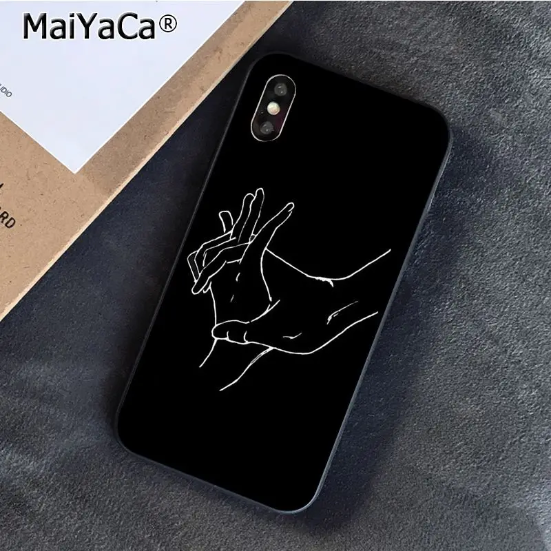 A16 MaiYaCa Minimalist line couple hand Love Phone case For iphone 11 Pro 11Pro Max X XS MAX 6 6S 7 7plus 8 8Plus 5 5S XR - Цвет: A16