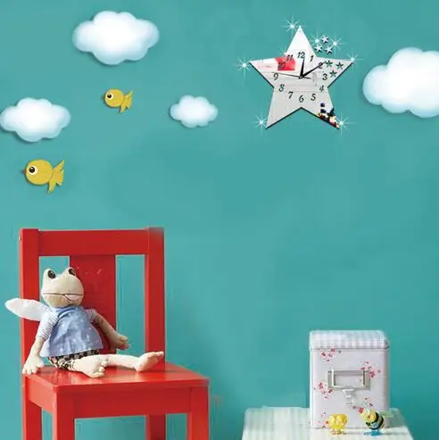 3d зеркало Чайка Настенные часы номер серебро акриловые настенные наклейки саат