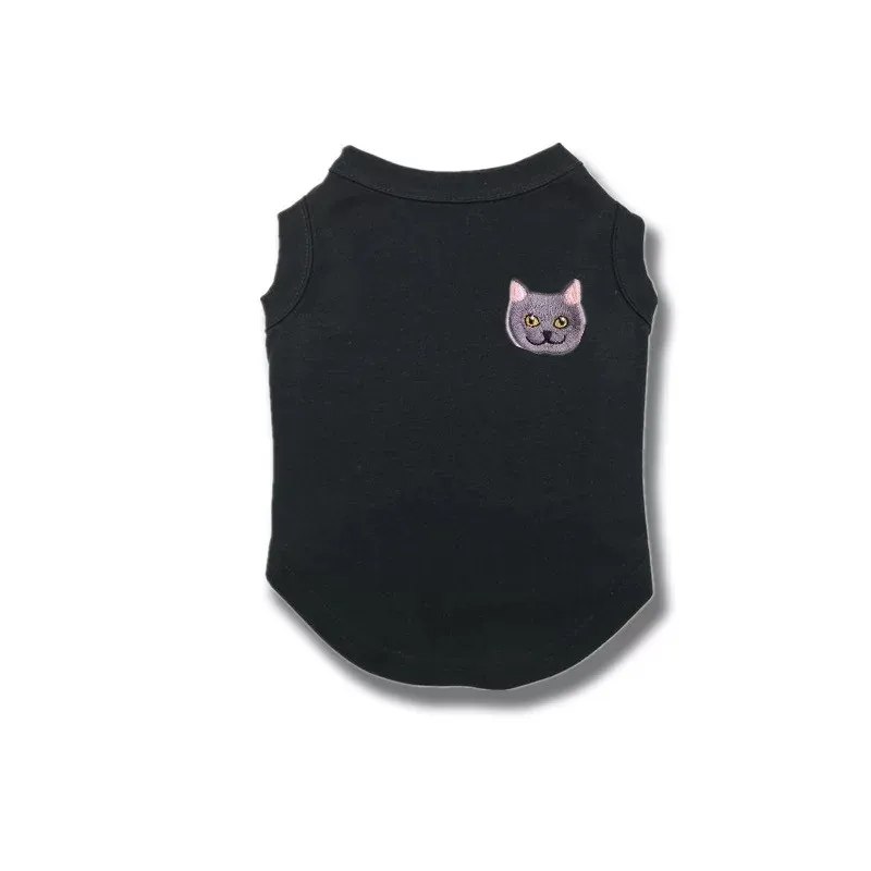 Black Blue Cat Модная летняя футболка с котом жилет с французским бульдогом одежда для домашних животных Одежда для собак Одежда для домашних животных Одежда для кошек костюм для мопса GZC03 - Цвет: Black Blue Cat