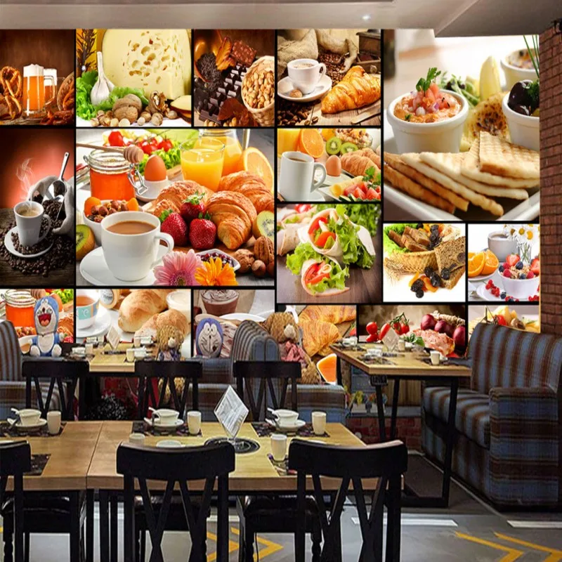 Обои 3d на заказ Европейская пекарня запеченное молоко десерт кафе фон Настенная