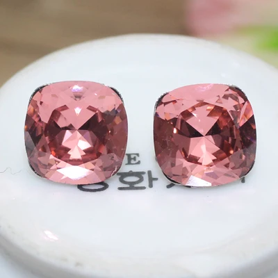 Pink MOONROCY серебряный цвет кубического циркония модные украшения квадратные красные фиолетовые синие Австрийские хрустальные серьги для женщин - Окраска металла: Pink