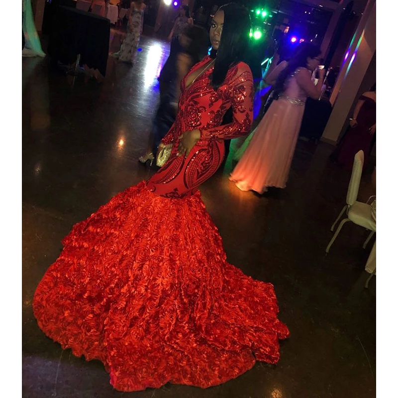 Блестящие пайетки красные платья русалки для выпускного вечера 2019 с длинным