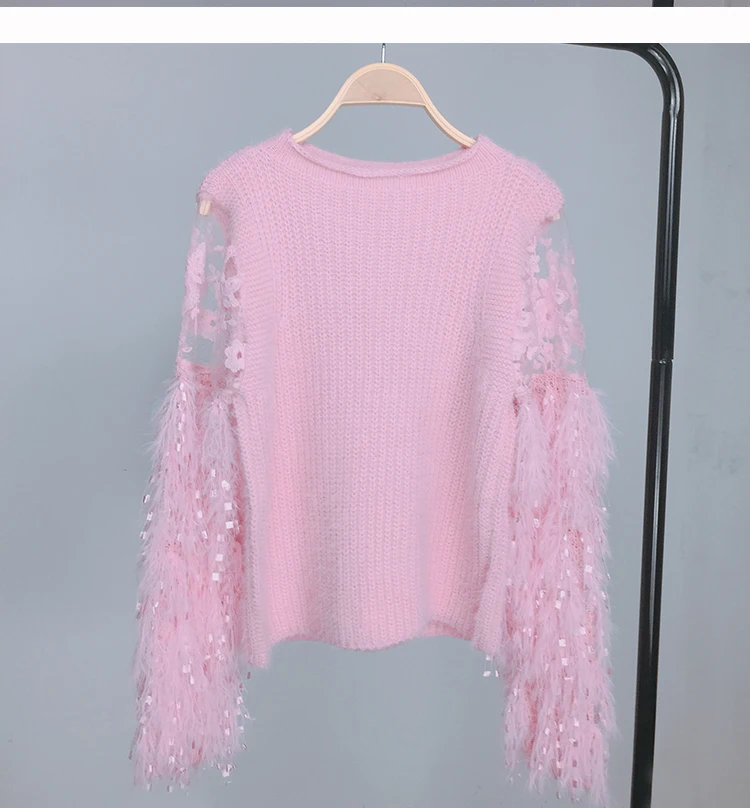 Embroidery Lace Tassel Sleeve Sweater Women autumn jumpers pull femme knitted Pullovers | Женская одежда