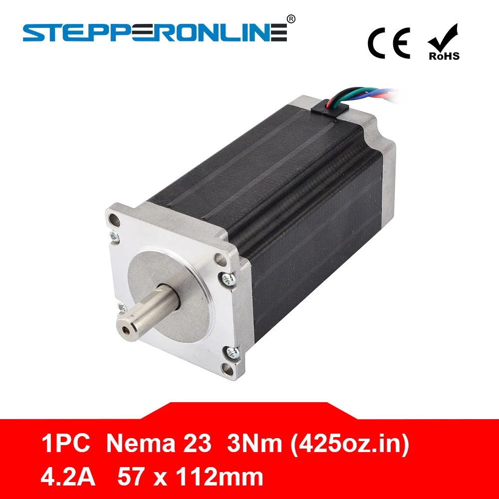 

NEW Nema 23 Stepper Motor 57x113mm 3Nm/425oz.in 4.2A 4-lead Nema23 Step Motor for 3D Printer/CNC Engraving Milling Machine