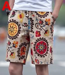 Модные летние пляжные повседневные шорты с принтом размера плюс, льняные свободные мужские шорты