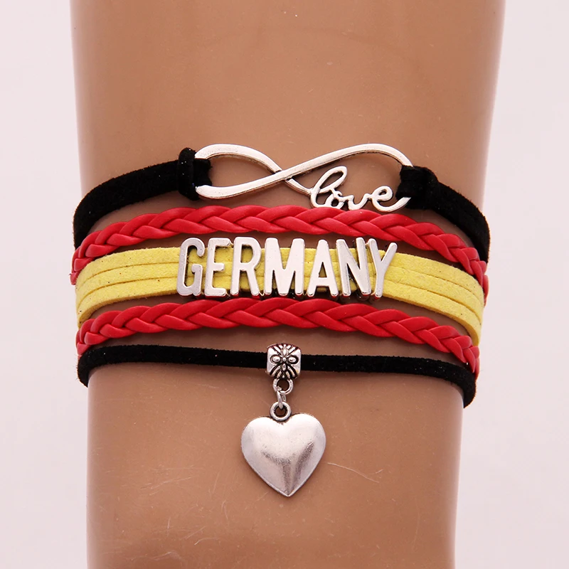 Прямая поставка Унисекс Браслет Infinity love с национальным флагом немецкий браслет