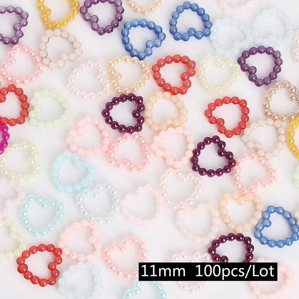 11 11mm 100pcs 20-300 шт цветок/Сердце/звезда/лук плоская спина, кабошон имитация пластика ABS жемчужные бусины для рукоделия изготовление одежды украшения - Цвет: 11 11mm 100pcs