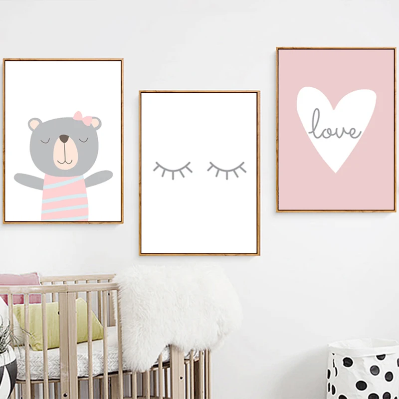 Картина на стену скандинавские Мультяшные животные холст живопись принты для