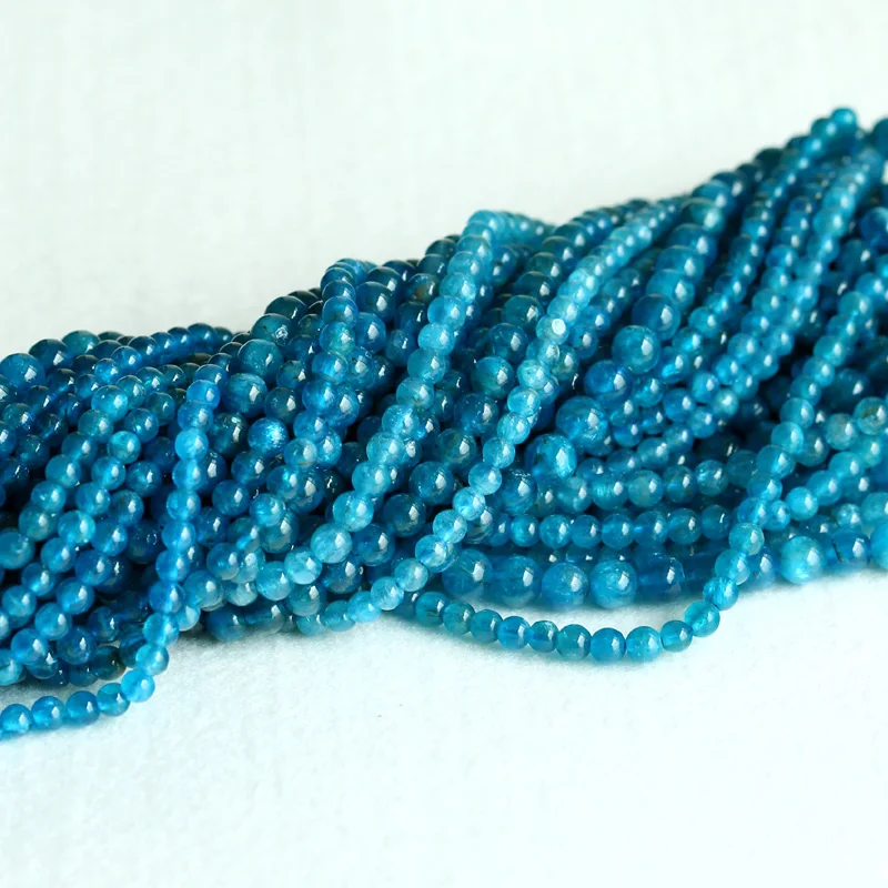 

Clear Natural Genuine Blue Apatite Phosphorite Round Loose Gemstone Beads 4mm 5mm 6mm 15" 05021