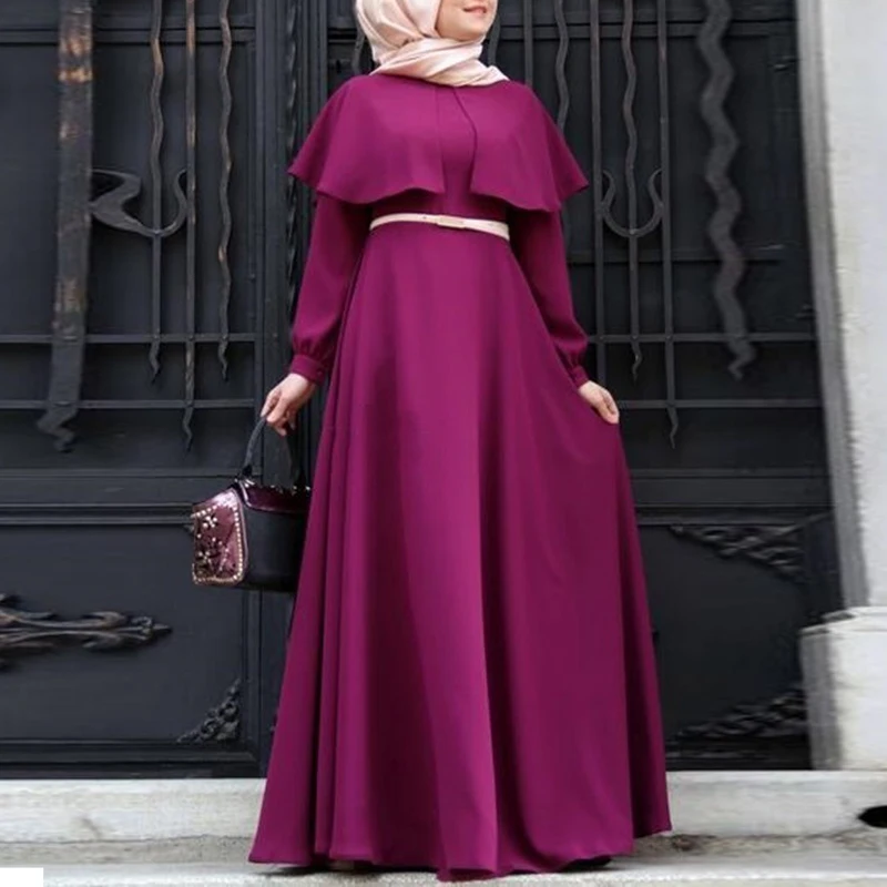 Новое Женское мусульманское однотонное платье Дубай Абая головной платок кафтан