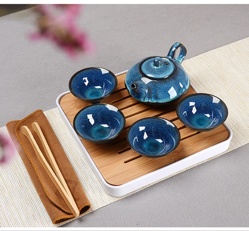 Дорожный чайный сервиз звездное небо I Jingdezhen temmoku глазурованный изысканный набор