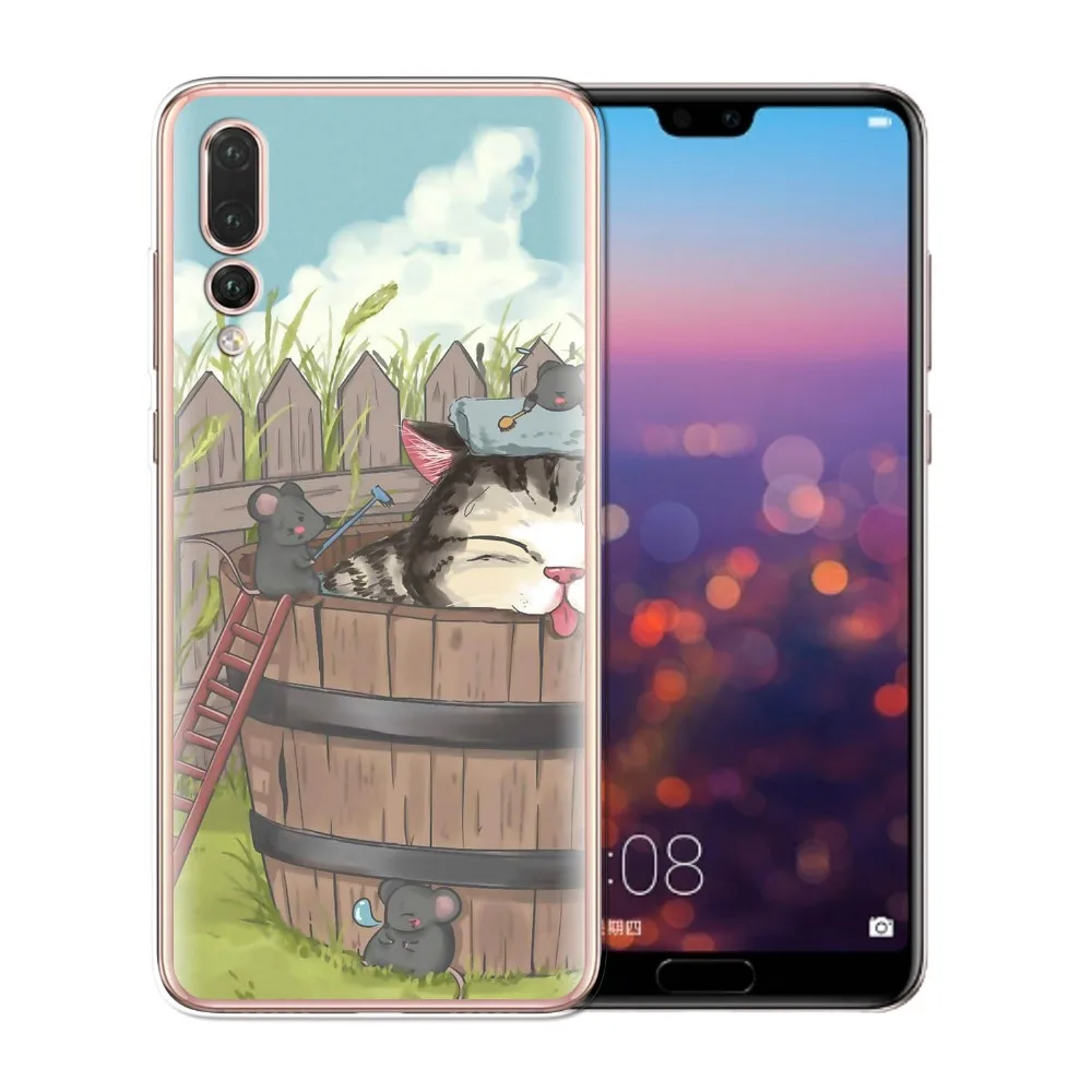 Для Coque Huawei P20 Pro Чехол милый Кот Мягкие TPU крышка 2018 Новые поступления для