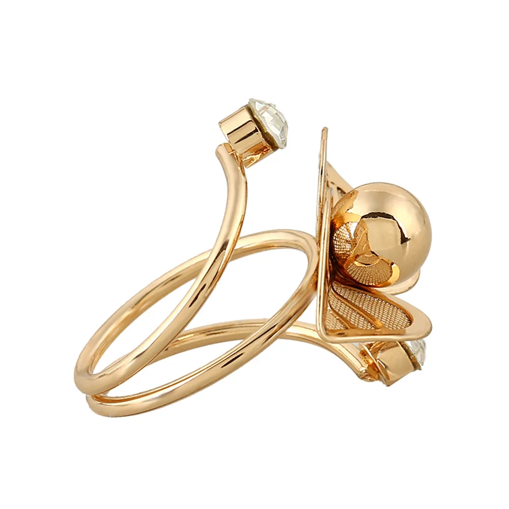 2018 золото Цвет жемчужные бусы Кристалл Rhinestone листьев Регулируемая цветок кольца