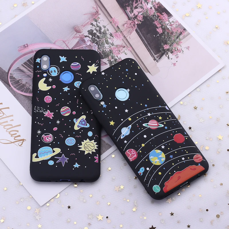 Силиконовый чехол для телефона Xiaomi Mi Redmi Note 5 6 7 8 9 10 lite Pro Plus космическая луна