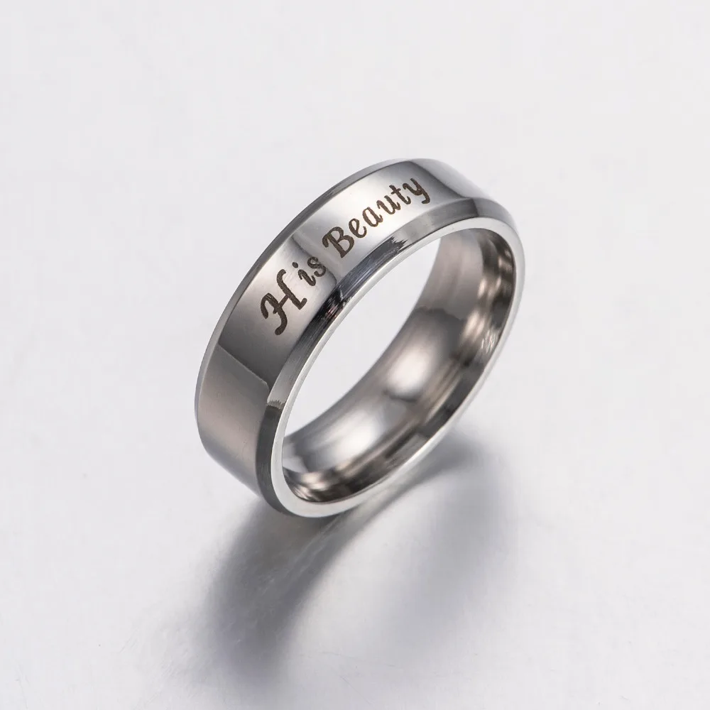 Кольцо с надписью His Beauty 1 шт.|ring couple|ring weddingjewelry for lovers |