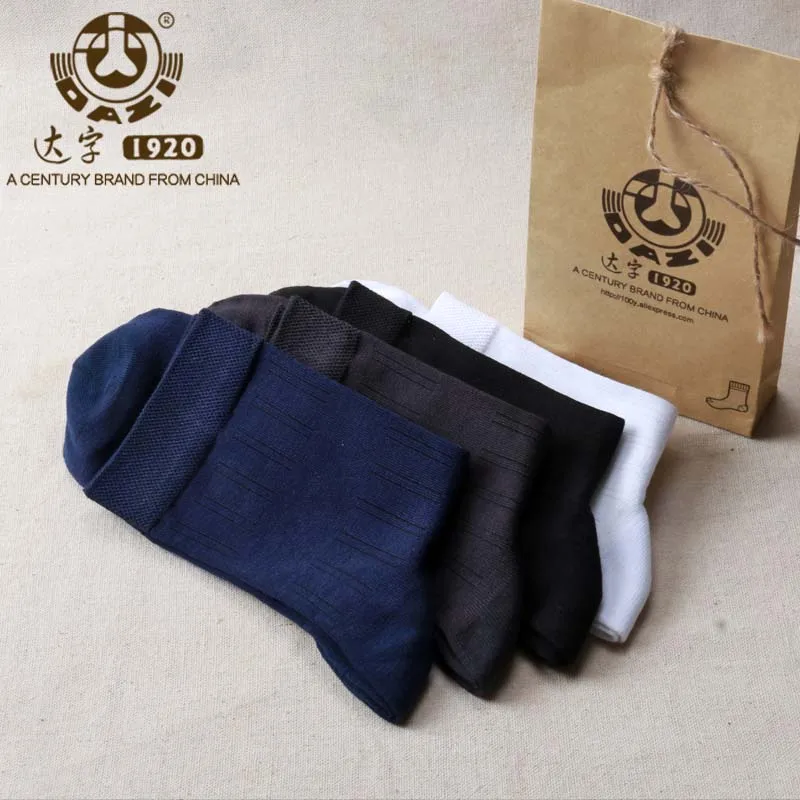 Dazi 2017 Limited Socks Men Contracted And Business Bamboo Fiber Men's Thin 1lot=4pairs Sale Suit for Every Gentleman | Мужская