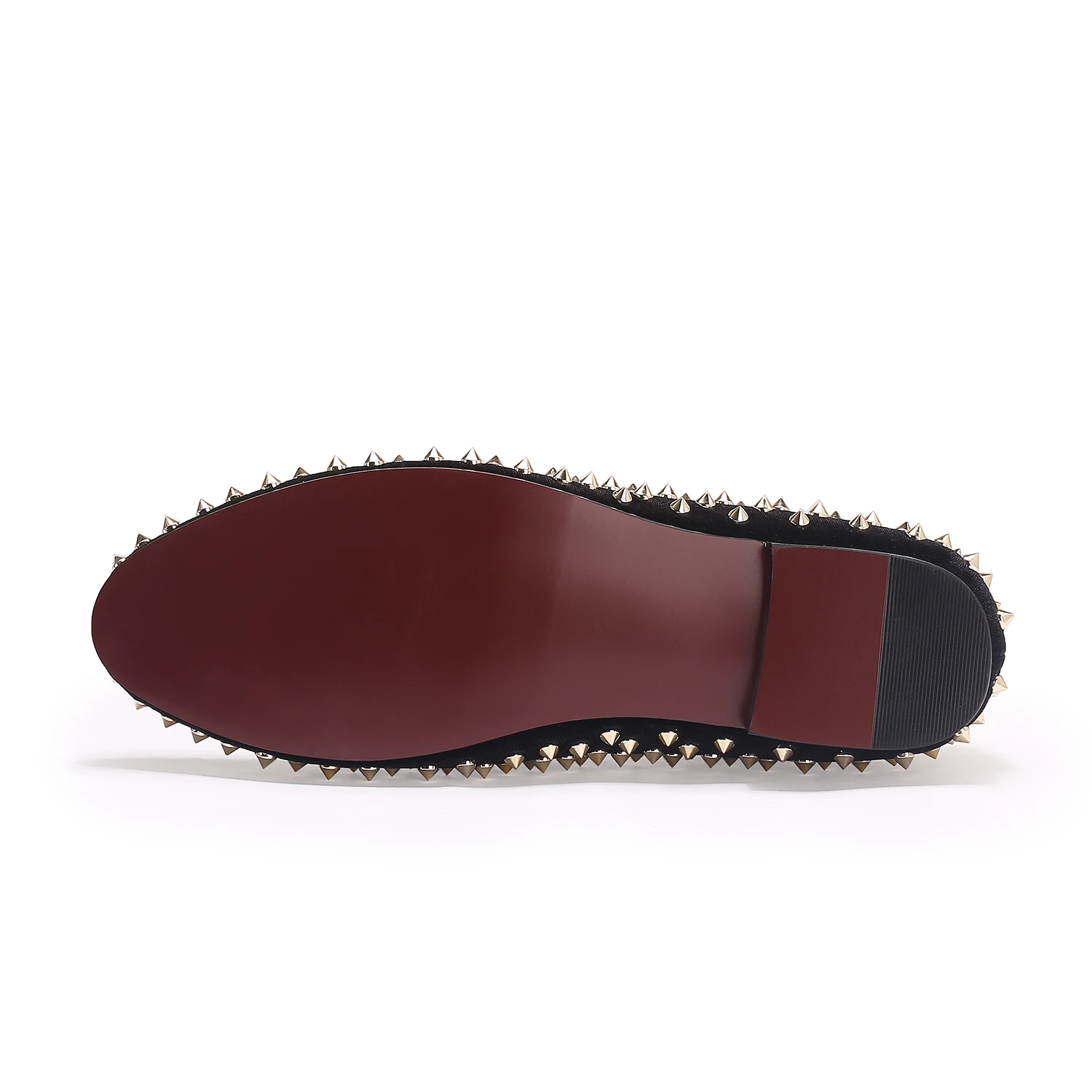 Black Mens Velvet Loafers Gold Rivets Smoking Slippers Handmade Spikes Wedding Shoes Red Bottom Sole Free Shipping Size 6-14 | Обувь