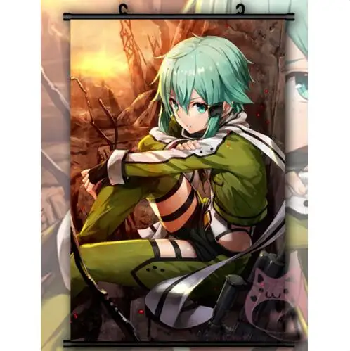 Sword Art Online Sinon крутой японский мультфильм аниме постер настенный прокрутка