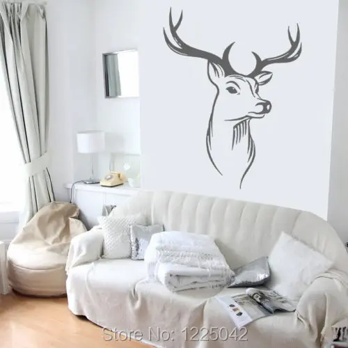 Наклейка на стену с изображением оленя лося головы бак леса животных охоты