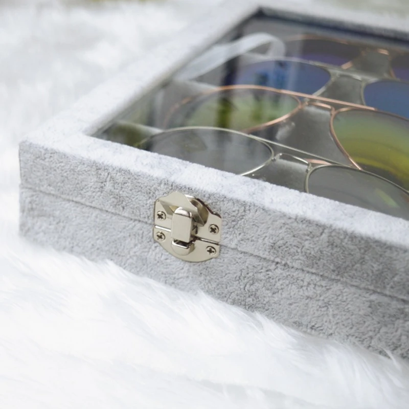 Футляр для хранения очков с замком из льна/бархата высокого качества|jewelry storage