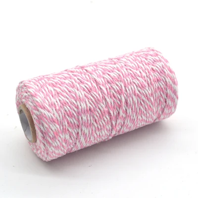 pink 405 100 м/рулон 2ply Bakers Шпагат Веревка хлопок шнуры Веревка для дома Рождественский подарок ручной работы упаковка ремесла проекты DIY - Цвет: pink 405