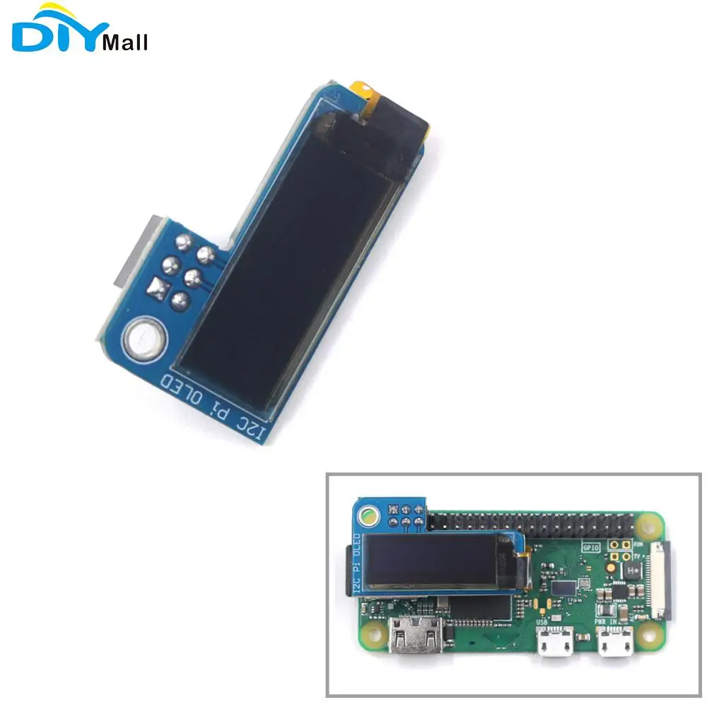 DIYmall PiOLED I2C 0 91 дюймов OLED 128x32 SSD1306 синий для RPI Raspberry Pi 1 B + 2 3 и Zero|Модули умного дома| |