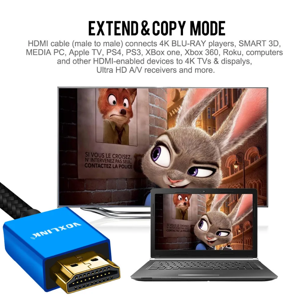 VOXLINK ULTRA HD HDMI кабель 4K* 2K 1080P 3D HDMI к HDMI кабель для BLURAY PS3 PS4 HDTV xbox 360 3 фута 6 футов 10 футов Плетеный HDMI шнур