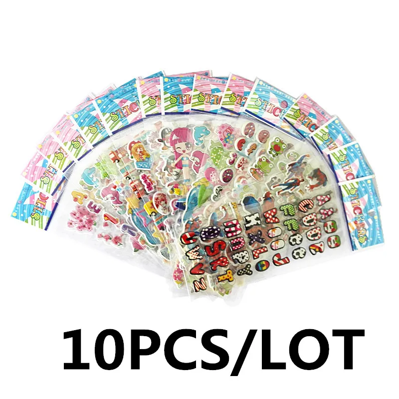 

Scrapbook Sticker 10Pcs/Lot Cartoon TV Snow mix Puffy Stickers 3D DIY Kids Toys birthday gift Cute Children Stickers