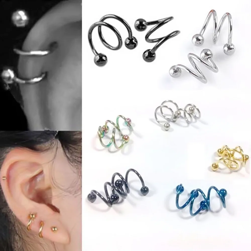 

10 Pcs Gauge 18G Ball Surgical Steel Double Spiral Twister Barbell Earring Ear Cartilage Rings Tragus Piercing Jewelry 5 Colors