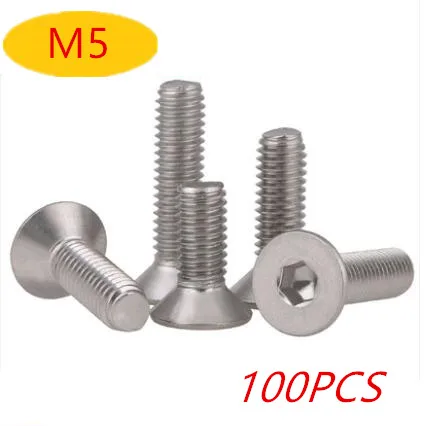 100 шт. винты M5 * 6/8/10/12/14/16/20/25/30 мм SUS304 DIN7991 с плоской головкой шестигранные болты |
