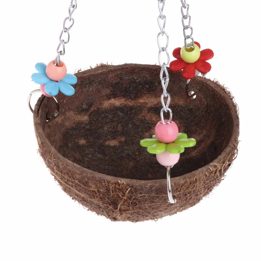 

1Pc Pet Parrot Toy Natural Coconut Shell Bird Swing Nest Cage Feeder Hanging Standing Toys For Pet Parrot Bird Supplies New C42