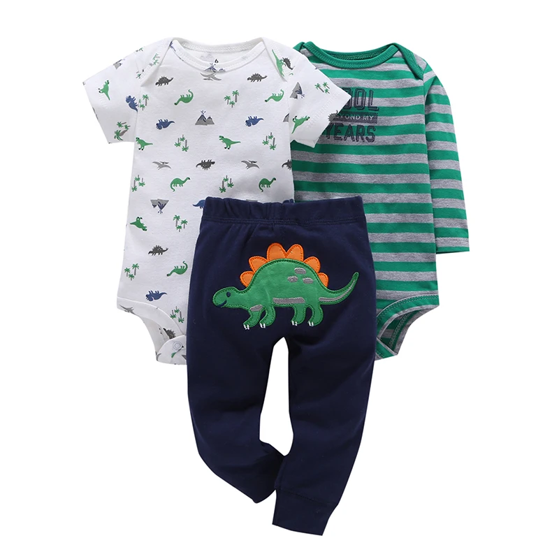 

Cartoon Dinosaur Print Romper+pants Summer Outfit For Newborn Baby Boy Girl Clothes Cotton New Born Suit Babies Clothing Set