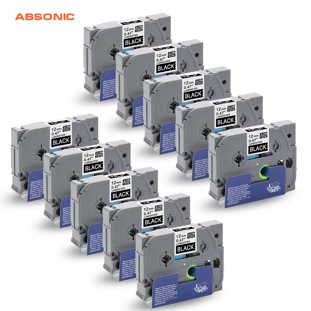 Absinic 12 мм лента для Brother Labeler TZe 335 P Touch Label Maker белый на черном совместимый PT D210 D200 тег