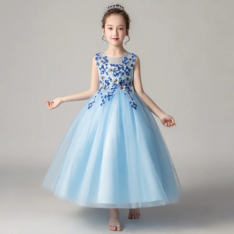 

Fancy Summer Pink Flower Girls Fashion Prom Ball Gowns 2020 New Kids Children Teens Pageant Wedding Birthday Party Show Dress